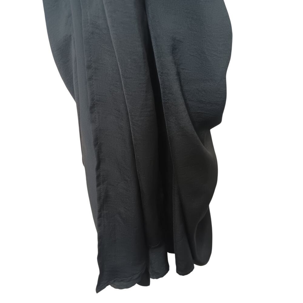Haute Fox 3X Black Button Front Midi Dress Ruched Draped Hem Collared Plus Size - Picture 7 of 12